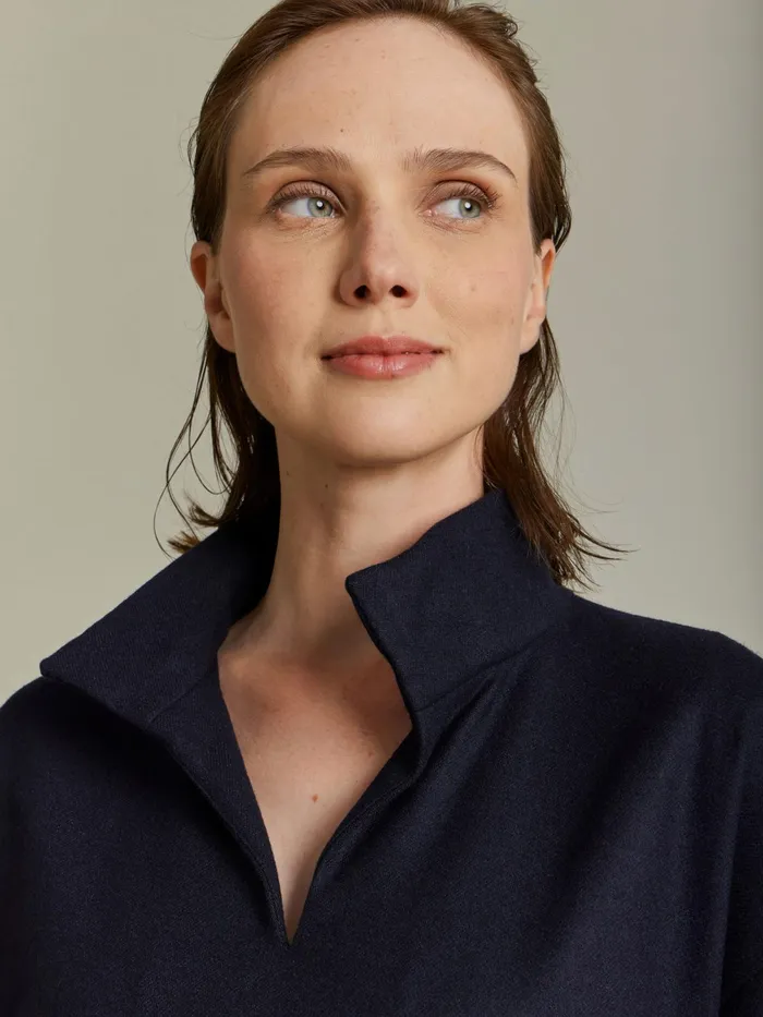 Women Agns B Dresses Blue Wool Flannel Dress