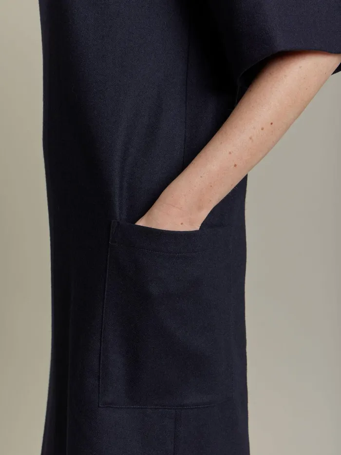 Women Agns B Dresses Blue Wool Flannel Dress