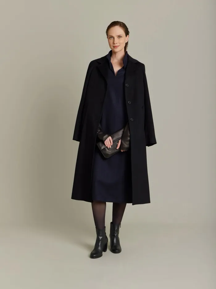 Women Agns B Dresses Blue Wool Flannel Dress