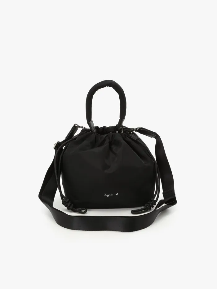 Women Agns B Handbags Black Nylon Drawstring Backpack