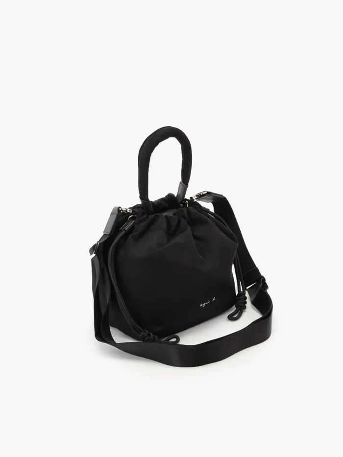 Women Agns B Handbags Black Nylon Drawstring Backpack
