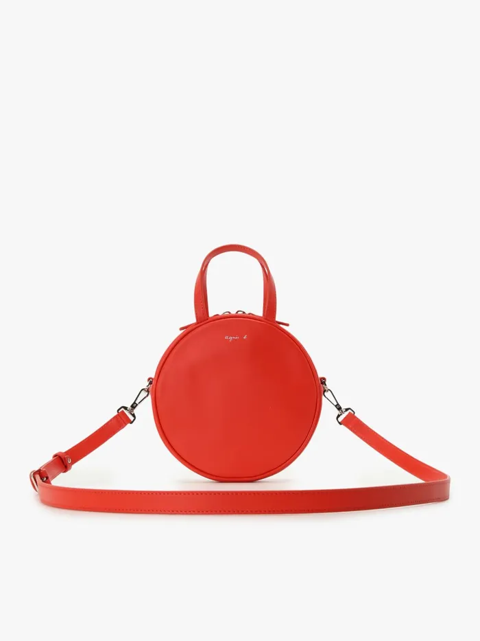 Women Agns B Handbags Red Round Leather Bag