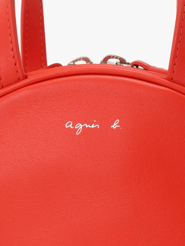 Women Agns B Handbags Red Round Leather Bag