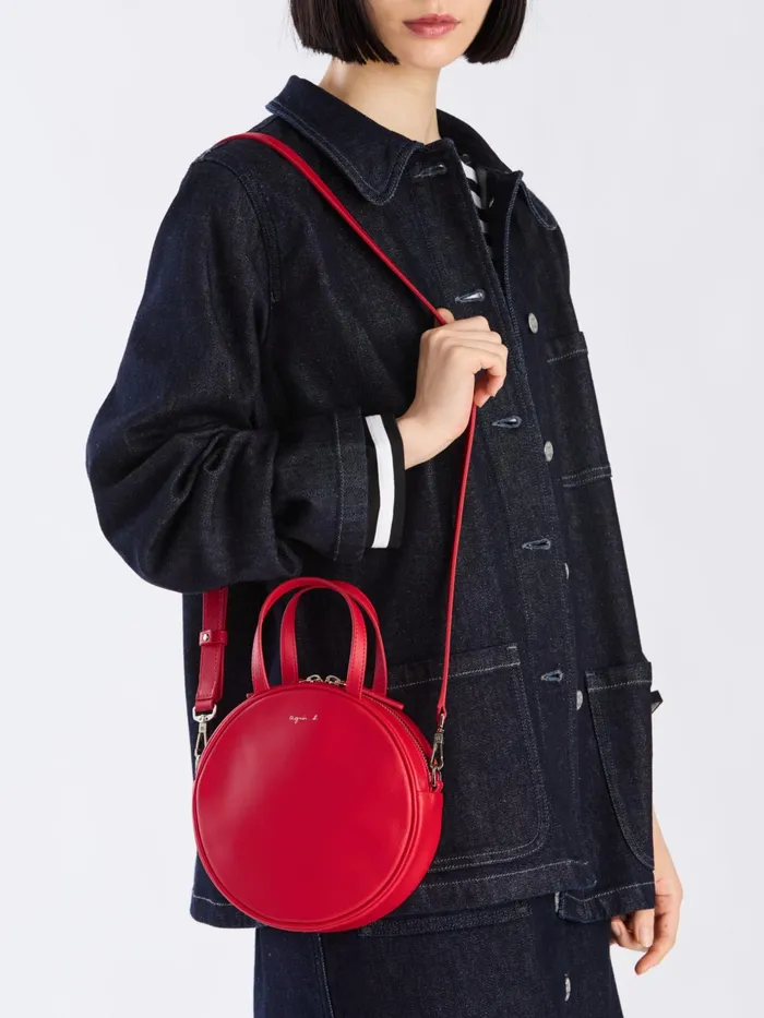 Women Agns B Handbags Red Round Leather Bag