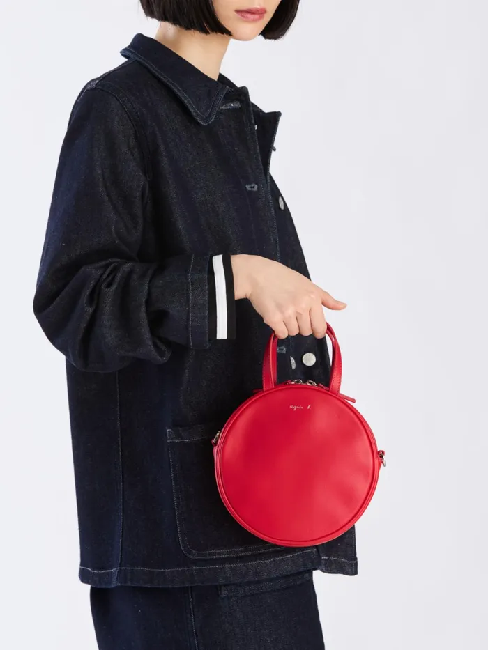 Women Agns B Handbags Red Round Leather Bag