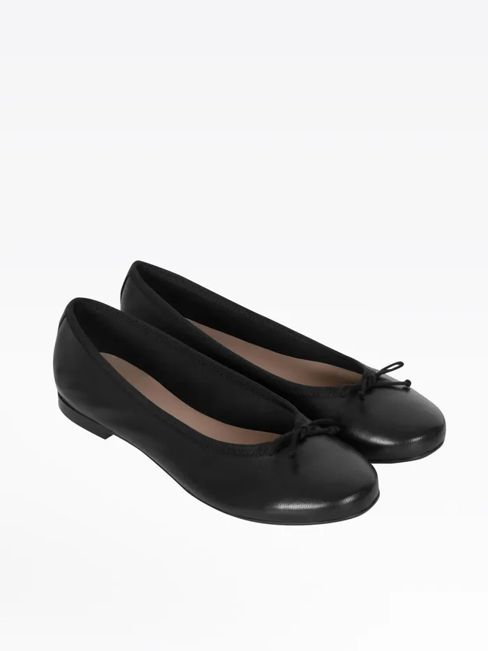 Women Agns B Heels and Sandals Black Leather Alice Ballerinas
