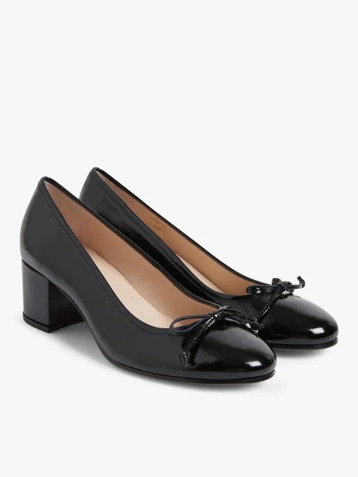 Women Agns B Heels and Sandals Black Leather Charline Ballet Flats