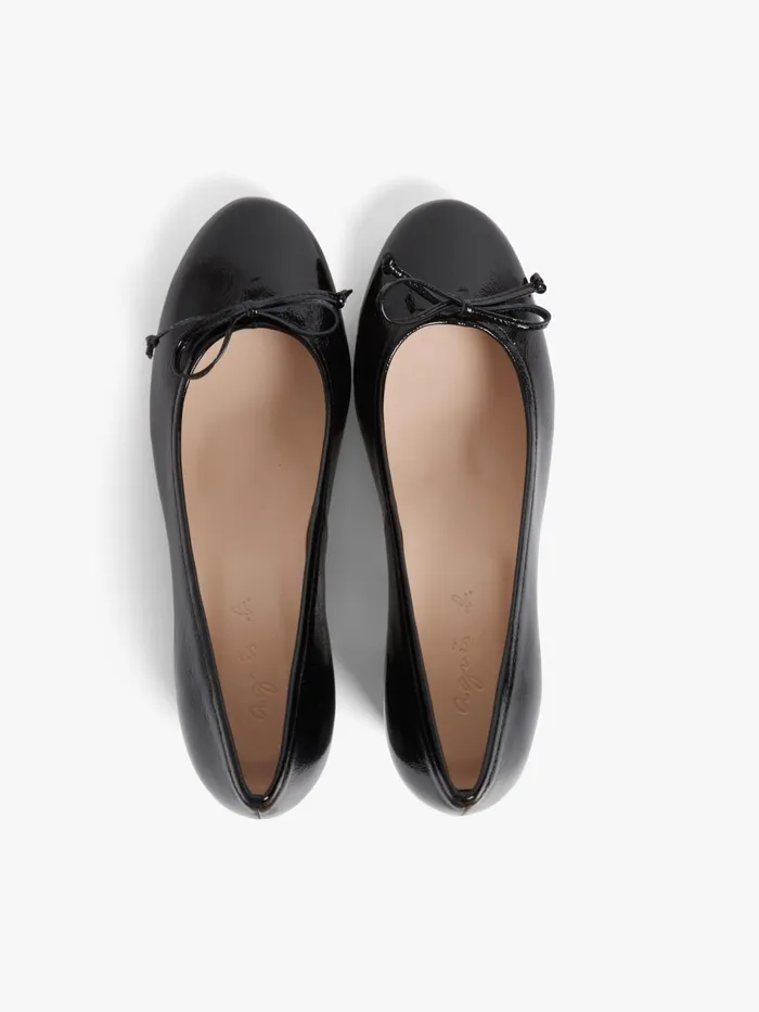 Women Agns B Heels and Sandals Black Leather Charline Ballet Flats