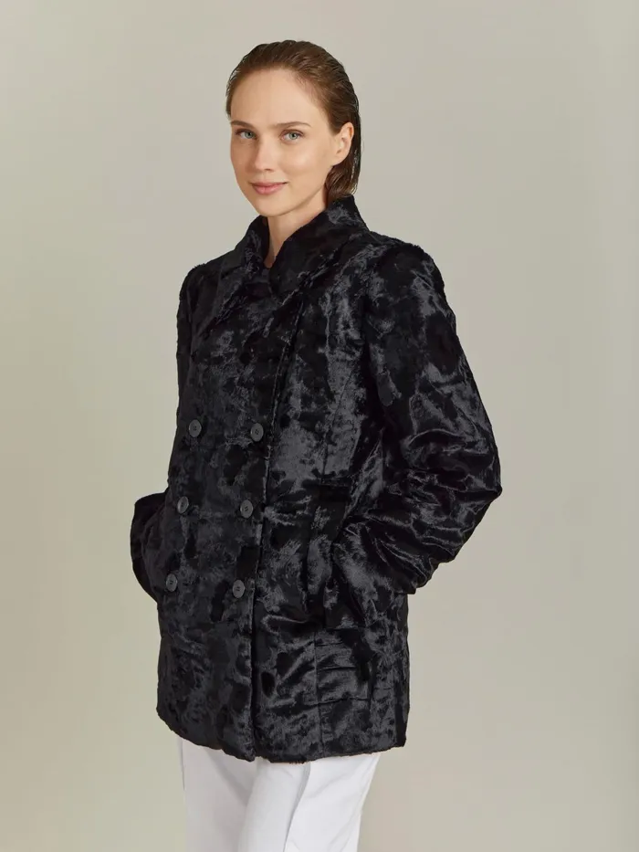 Women Agns B Jackets and Coats Black Acetate Bristol Peacoat