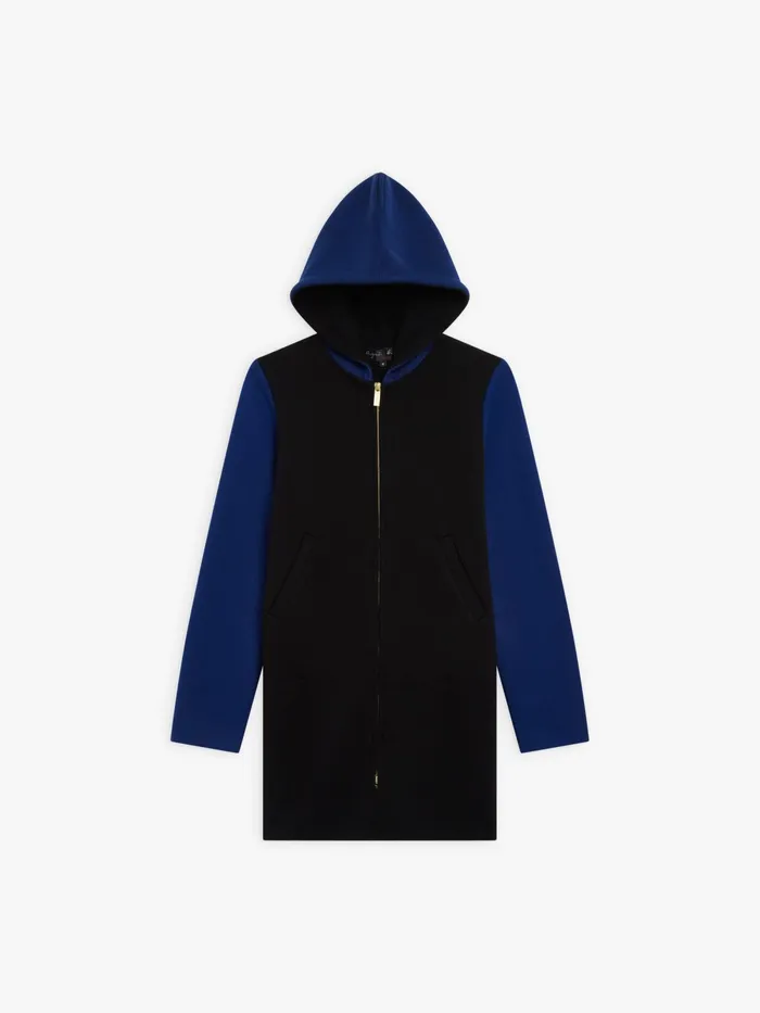 Women Agns B Jackets and Coats Black And Blue Merino Wool Hooded Oppo Coat