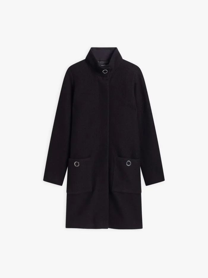Women Agns B Jackets and Coats Black Boiled Wool Manaus Coat