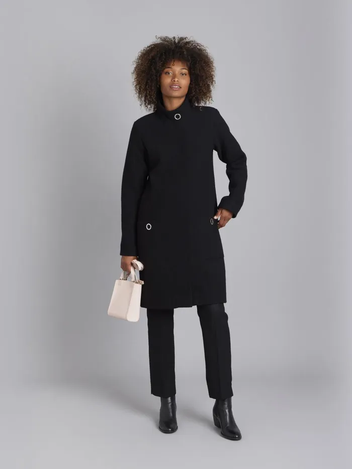 Women Agns B Jackets and Coats Black Boiled Wool Manaus Coat