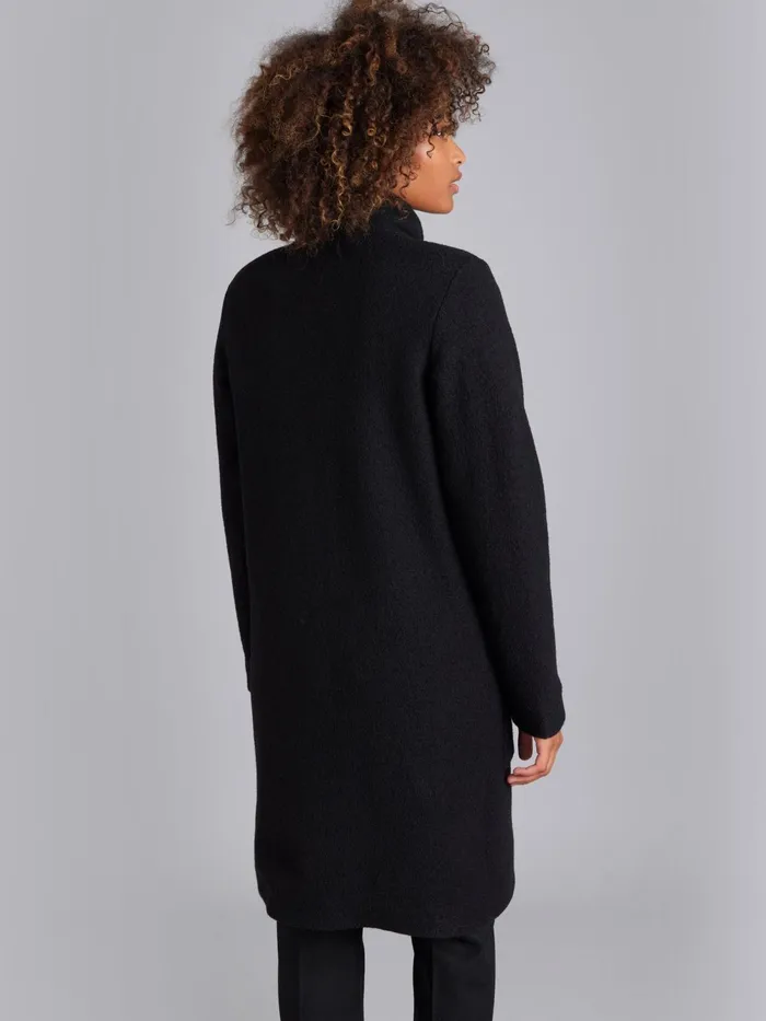 Women Agns B Jackets and Coats Black Boiled Wool Manaus Coat