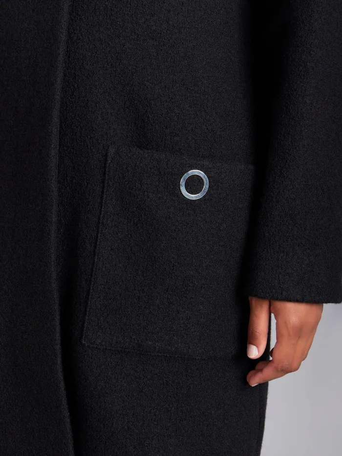 Women Agns B Jackets and Coats Black Boiled Wool Manaus Coat