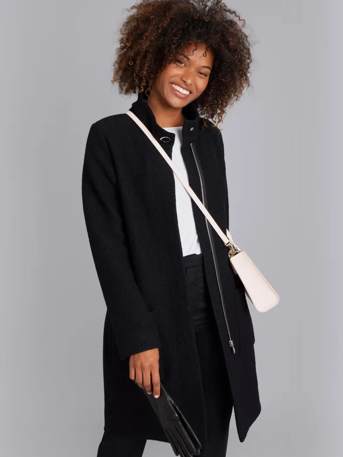 Women Agns B Jackets and Coats Black Boiled Wool Manaus Coat