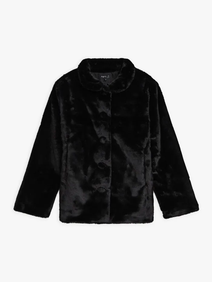 Women Agns B Jackets and Coats Black Faux Fur New Darcila Jacket