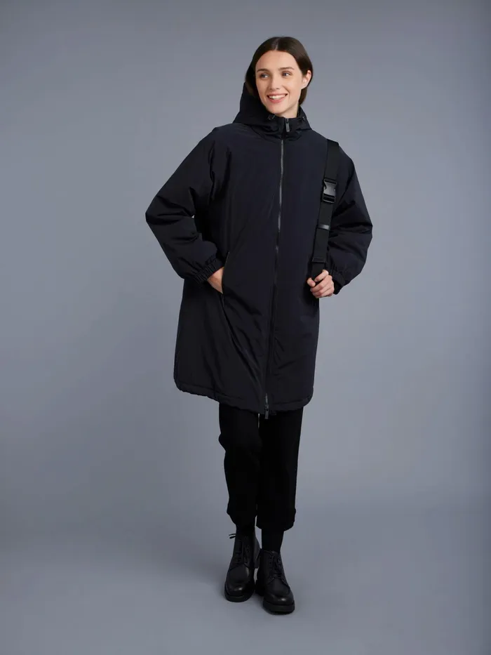 Women Agns B Jackets and Coats Black Lined Hooded Parka