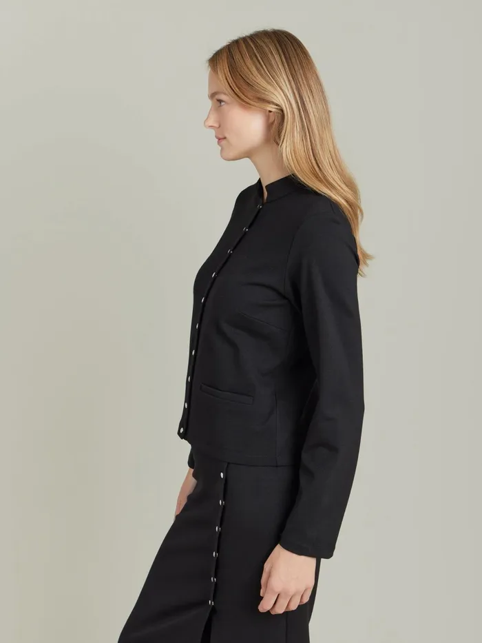 Women Agns B Jackets and Coats Black Milano Viscose Tambour Jacket