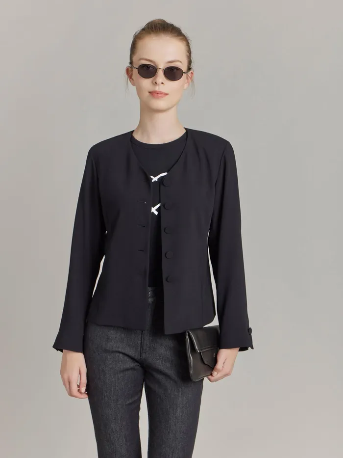 Women Agns B Jackets and Coats Black Polyester Jacket