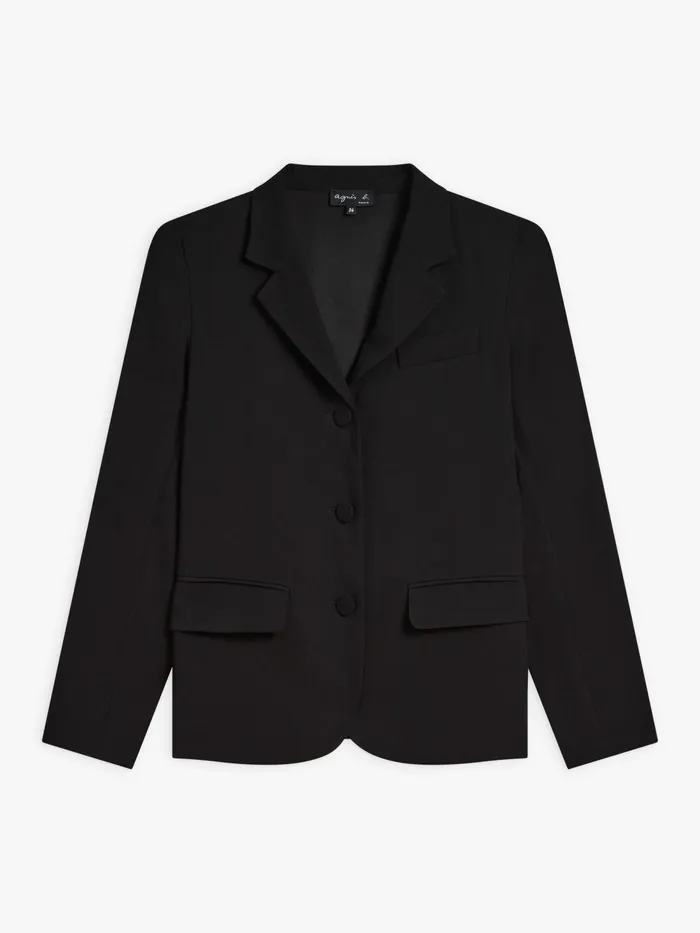 Women Agns B Jackets and Coats Black Unlined Crepe Suit Jacket