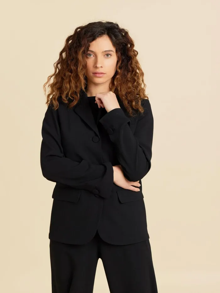 Women Agns B Jackets and Coats Black Unlined Crepe Suit Jacket