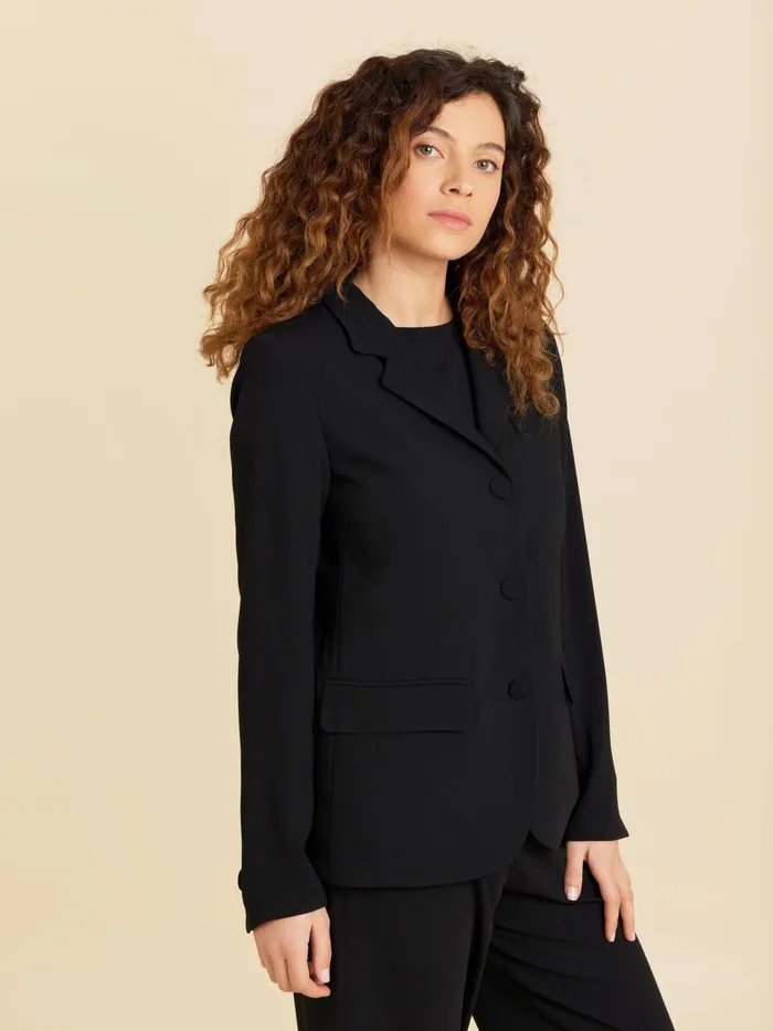 Women Agns B Jackets and Coats Black Unlined Crepe Suit Jacket