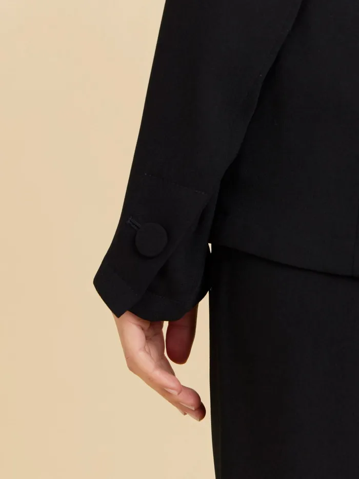 Women Agns B Jackets and Coats Black Unlined Crepe Suit Jacket