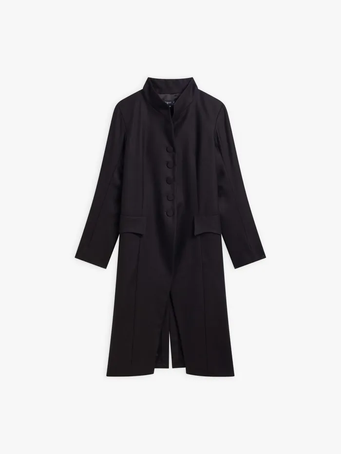 Women Agns B Jackets and Coats Black Wool Frock Coat
