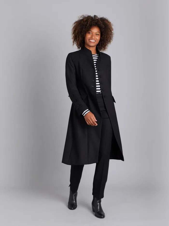 Women Agns B Jackets and Coats Black Wool Frock Coat