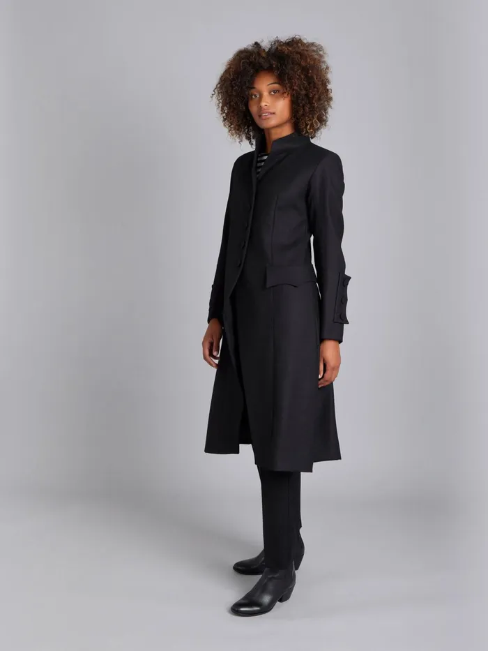 Women Agns B Jackets and Coats Black Wool Frock Coat