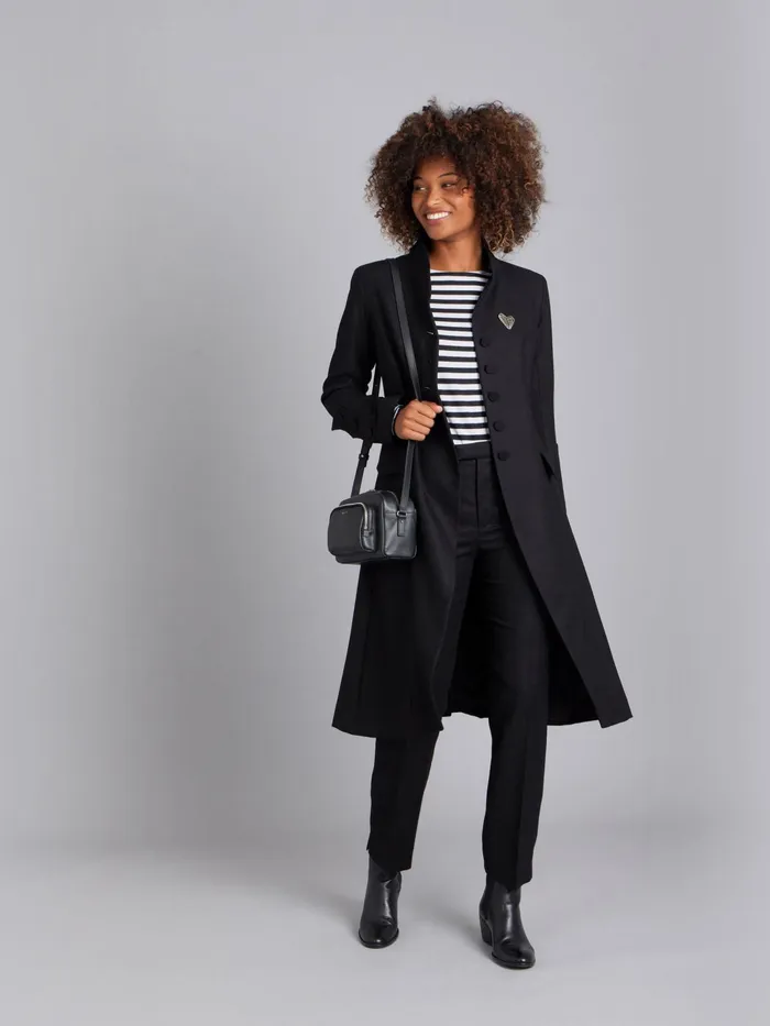 Women Agns B Jackets and Coats Black Wool Frock Coat