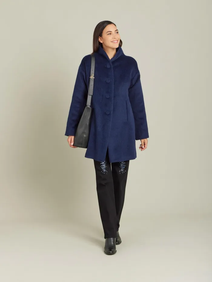 Women Agns B Jackets and Coats Blue Alpaca Germain Coat