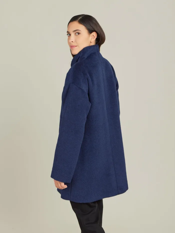 Women Agns B Jackets and Coats Blue Alpaca Germain Coat