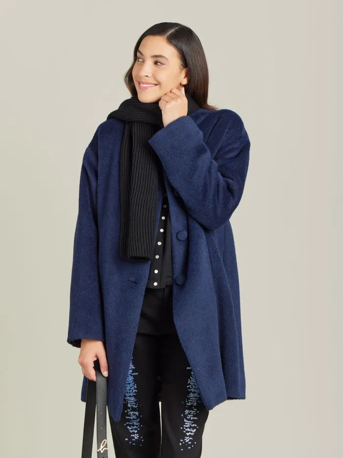 Women Agns B Jackets and Coats Blue Alpaca Germain Coat