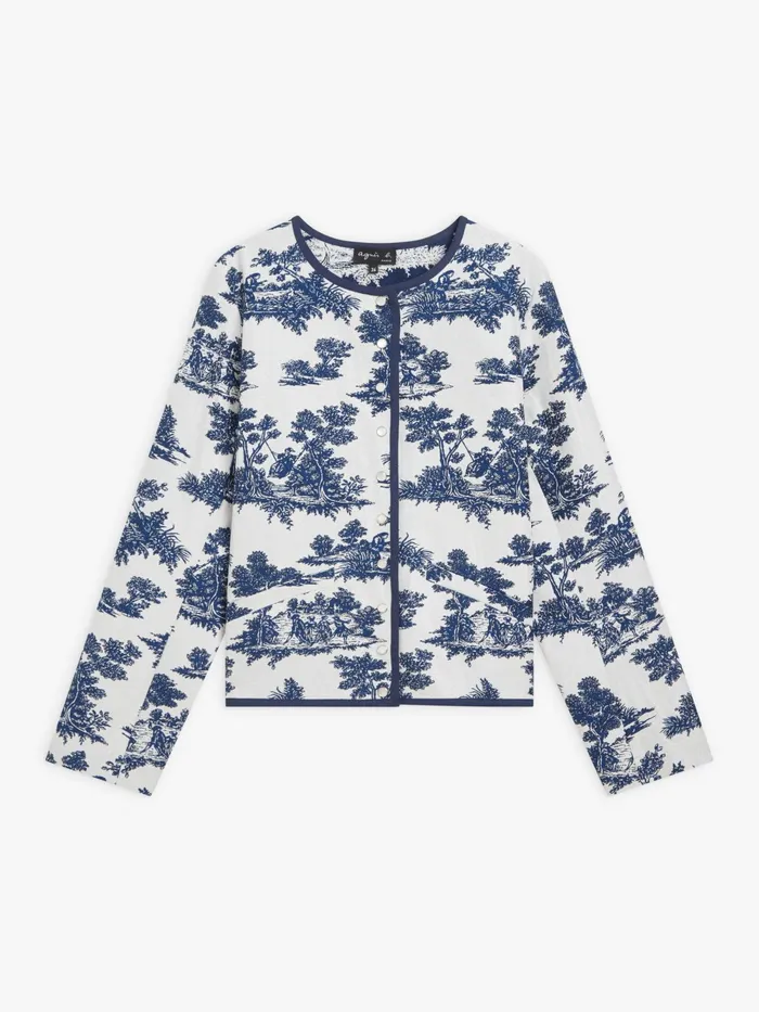 Women Agns B Jackets and Coats Blue Cotton Floral Jacquard Jacket
