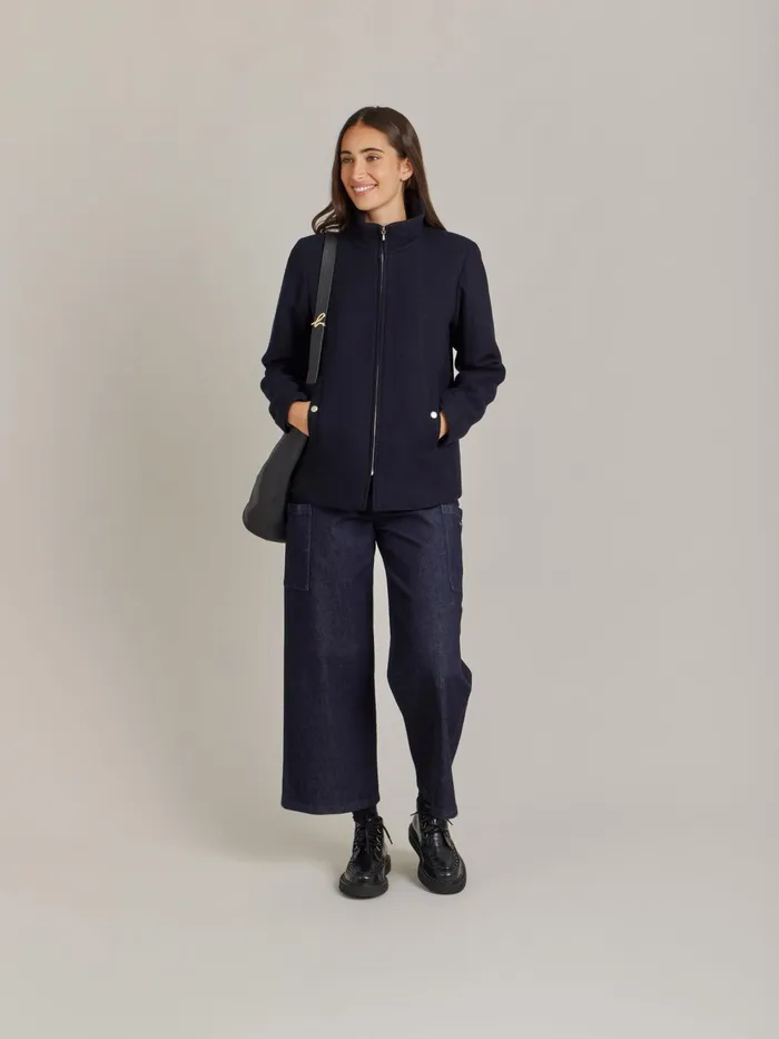 Women Agns B Jackets and Coats Blue Wool Cotton Twill Olympe Jacket