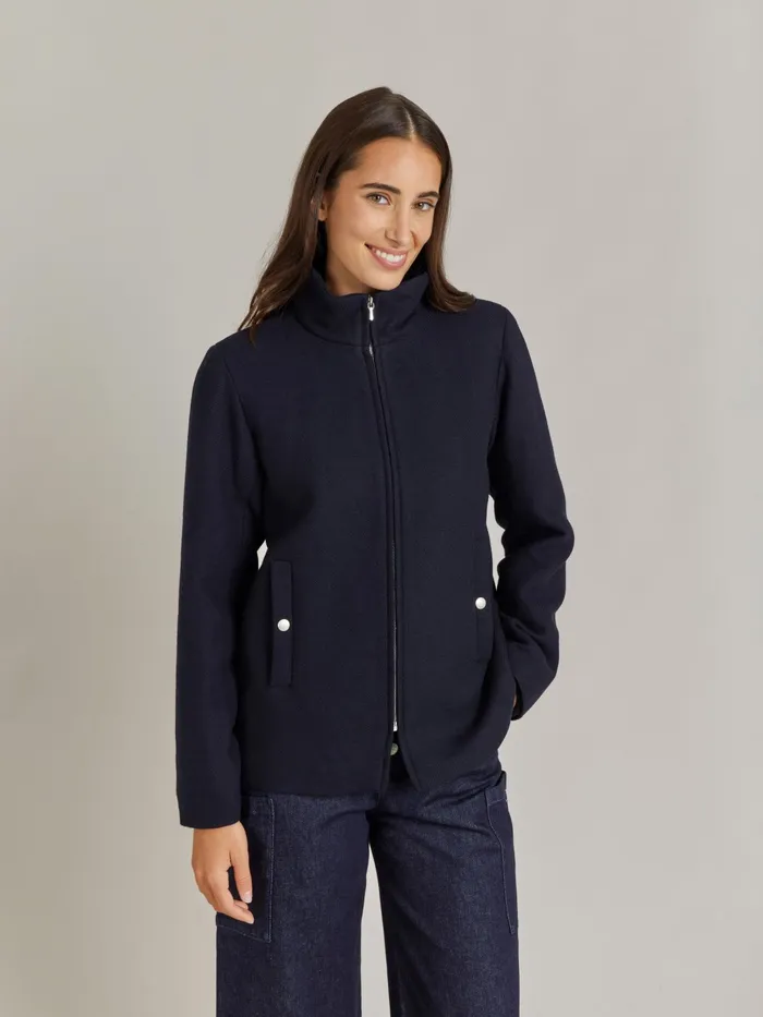 Women Agns B Jackets and Coats Blue Wool Cotton Twill Olympe Jacket