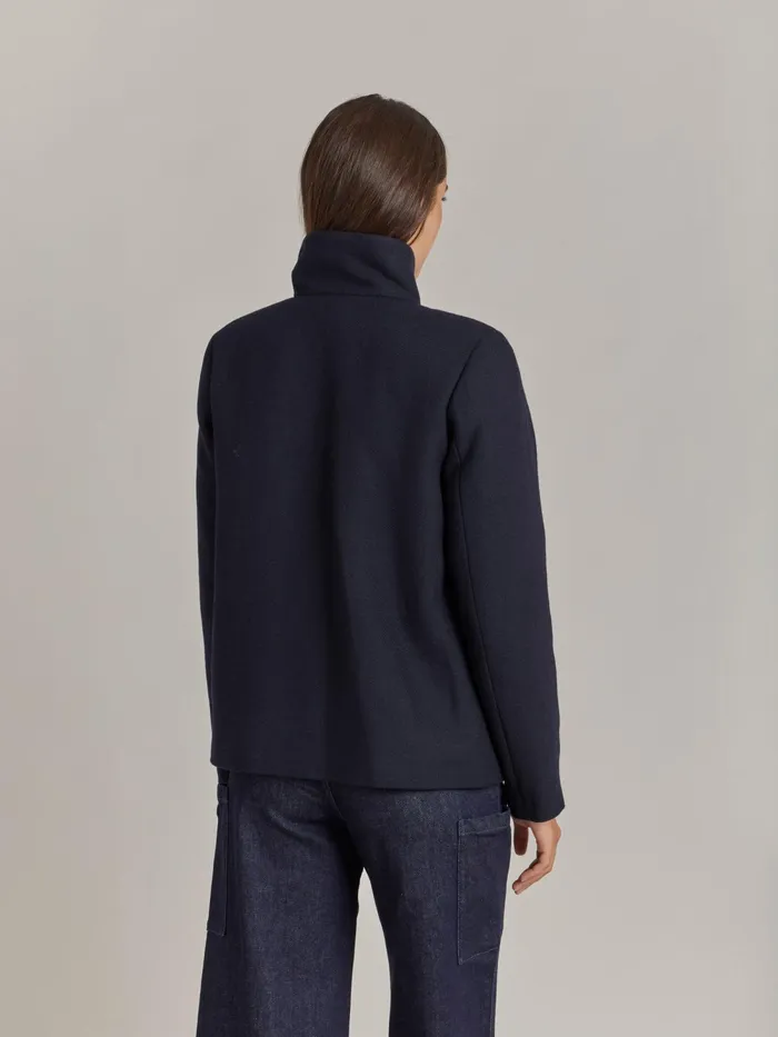 Women Agns B Jackets and Coats Blue Wool Cotton Twill Olympe Jacket