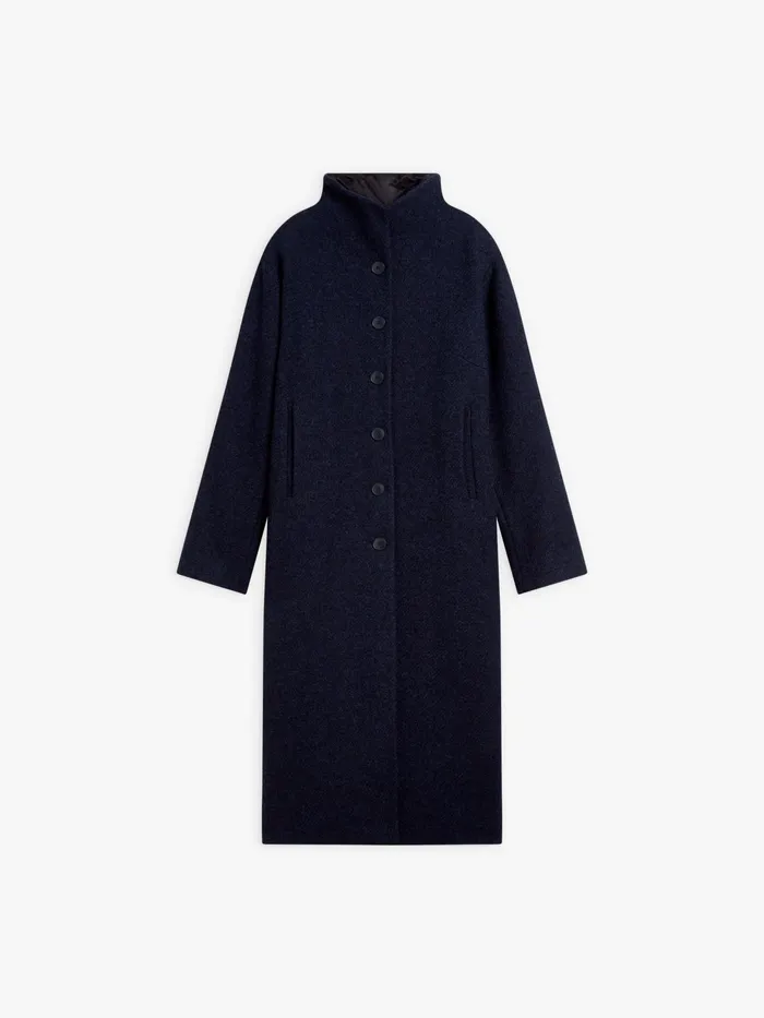 Women Agns B Jackets and Coats Blue Wool Shetland Coat