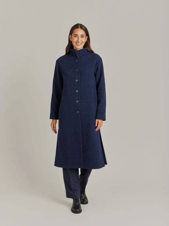 Women Agns B Jackets and Coats Blue Wool Shetland Coat