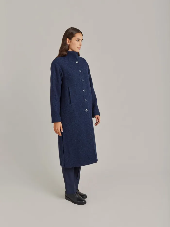 Women Agns B Jackets and Coats Blue Wool Shetland Coat