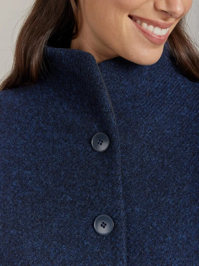 Women Agns B Jackets and Coats Blue Wool Shetland Coat