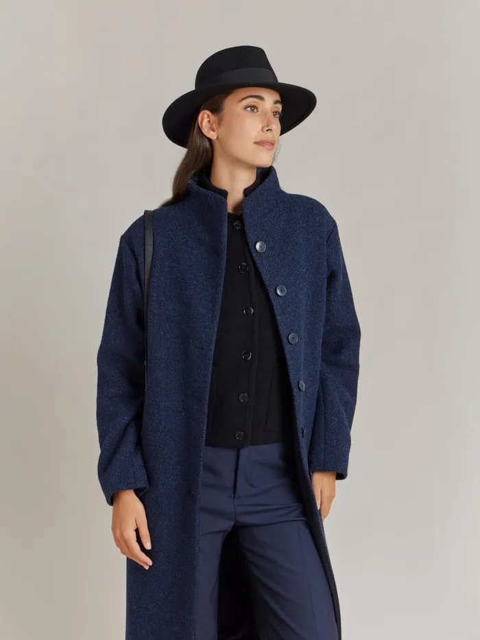 Women Agns B Jackets and Coats Blue Wool Shetland Coat