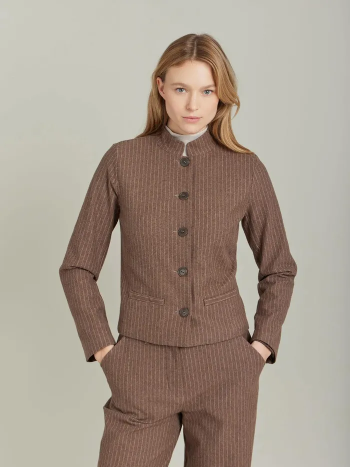 Women Agns B Jackets and Coats Brown Cotton Twill Lanna Jacket