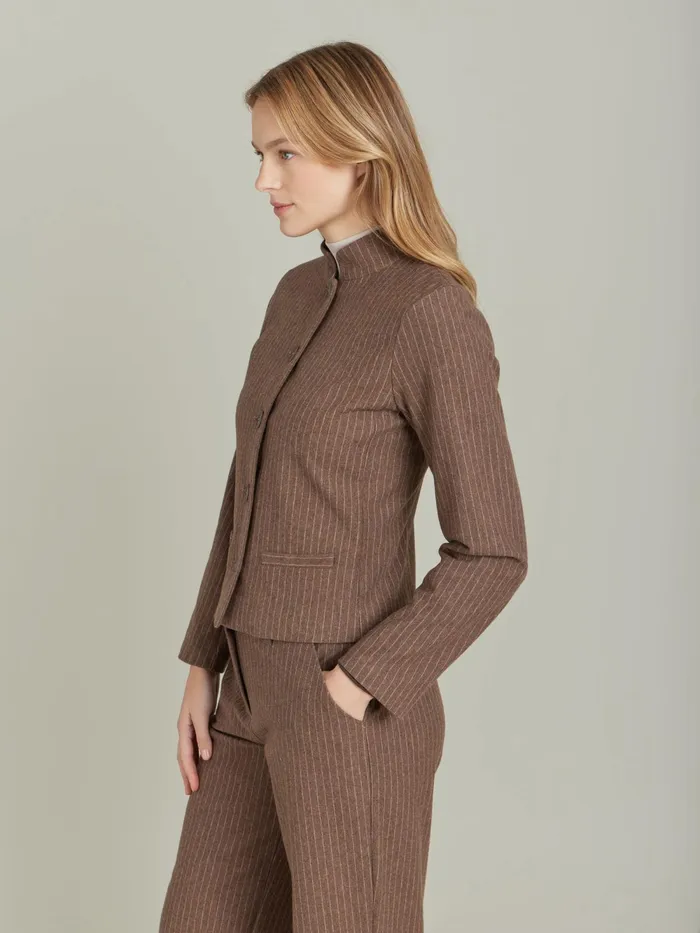 Women Agns B Jackets and Coats Brown Cotton Twill Lanna Jacket
