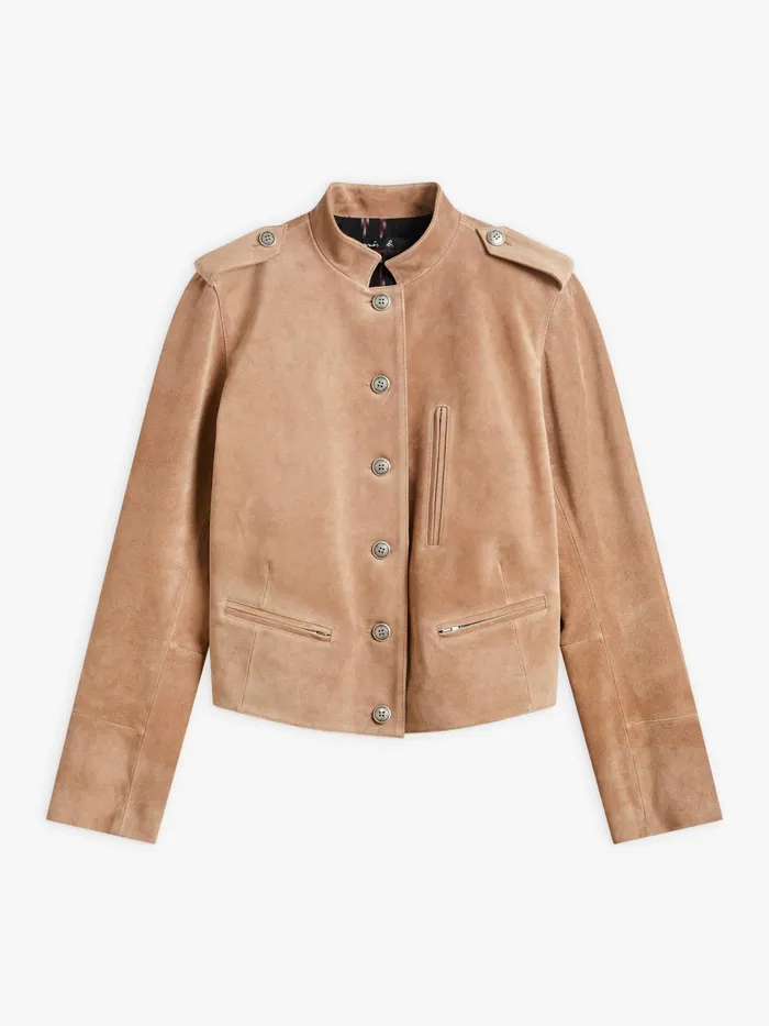 Women Agns B Jackets and Coats Brown Leather Tambour Jacket