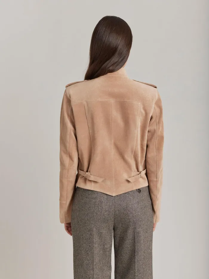 Women Agns B Jackets and Coats Brown Leather Tambour Jacket