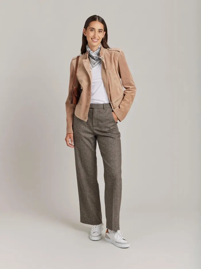 Women Agns B Jackets and Coats Brown Leather Tambour Jacket