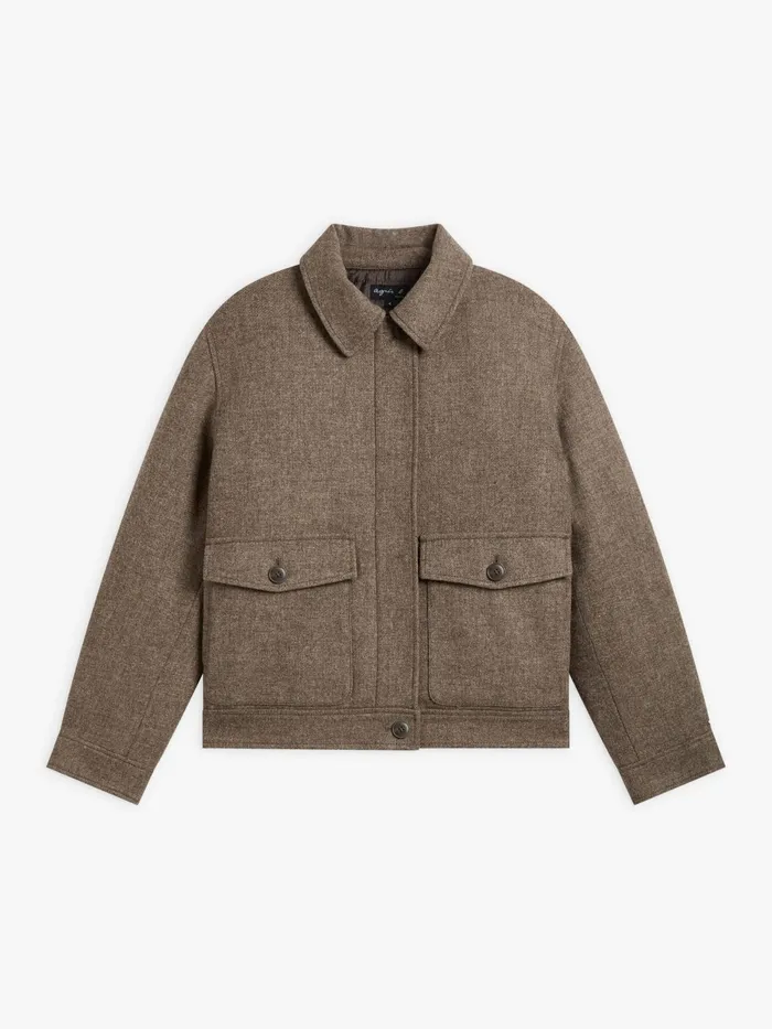 Women Agns B Jackets and Coats Brown Shetland Wool Jacket