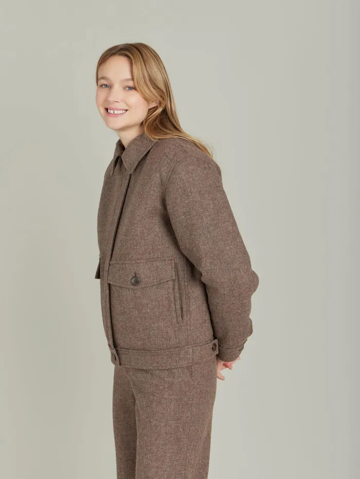 Women Agns B Jackets and Coats Brown Shetland Wool Jacket